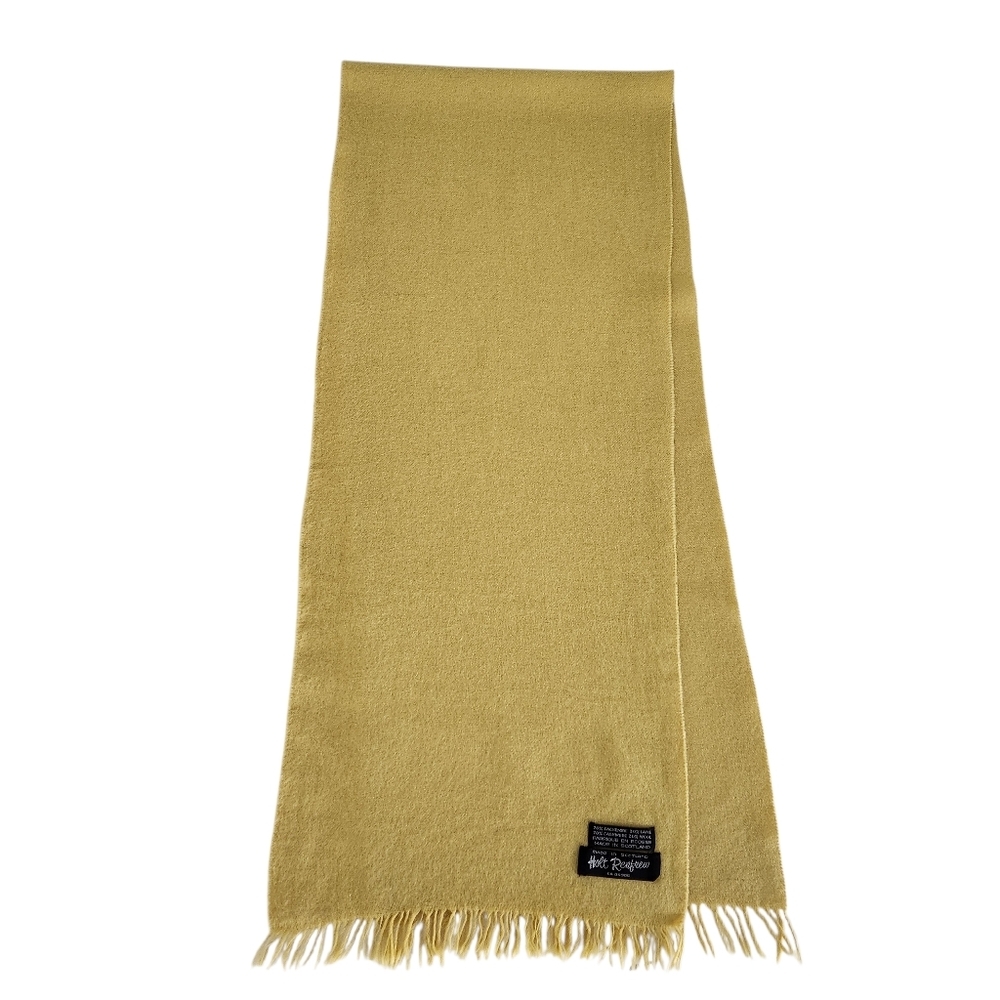HOLT RENFREW Yellow Cashmere Wool Vintage Fringe Scarf one size